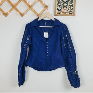 free people NWT romantic button down boho top